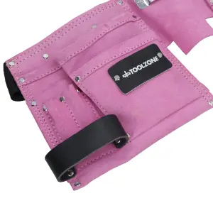 Pink Leather Tool Belt Builders Storage Pouch Ladies Tool Bag Holder 11 Pockets Loops