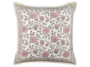 Throw Cushion CELTIS Cotton 45 x 45 cm Floral Block-Printing Multicolour