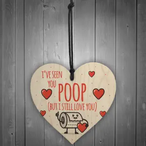 Red Ocean Valentines Funny Wood Heart Gift For Him Her Boyfriend Girlfriend Hanging Sign