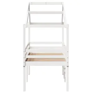 Berkfield High Sleeper Bed without Mattress White 90x200 cm Solid Wood Pine