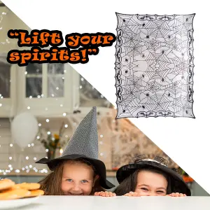 Halloween Tablecloth Spiders Web Rectangle Trick or Treat Party 120 x 160 White