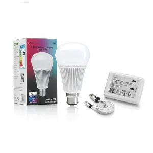 Auraglow 2.4Ghz RGB CCT Smart B22 LED Light Bulb - 70w EQV with Gateway - 1 PACK