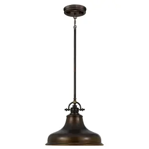 Elstead Emery 1 Light Dome Ceiling Pendant Palladian Bronze, E27