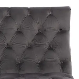 Chaise Lounge in Velvet Dark Grey Chesterfield