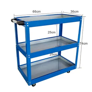 3-Tier Tool Storage Trolley Heavy Duty Garage Workshop Cart(Blue)