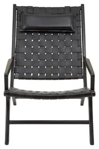 Kendari Black Leather Woven Chair