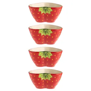 Typhoon Set of 4 World Foods Strawberry Bowl 12cm Ceramic Red