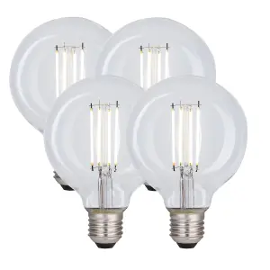 Harper Living 8 Watts G95 E27 LED Bulb Clear Globe Cool White Dimmable, Pack of 4