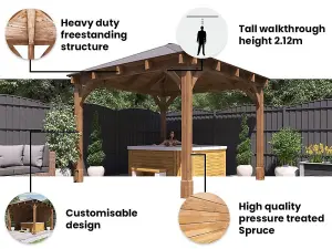 Dunster House Garden Bar Gazebo 3m x 3m Leviathan Heavy Duty Garden Shelter with Log Bar Included