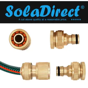 4 Pieces Garden Hose Tap Connector, Solid Brass 1/2" - 3/4" Tap Adapter and 1/2" Hose Pipe Quick Connector