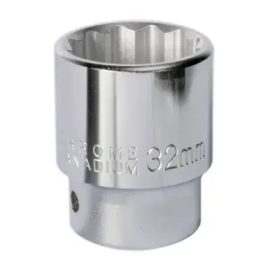 Sealey WallDrive Socket Tool 32mm 3/4" Square Drive Chrome Vanadium Steel S34/32