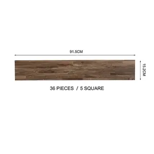 Set of 36 Brown Wood Grain Self Adhesive PVC Vinyl Tiles Flooring Plank Covering 5m²