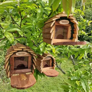 Set of 3 Wooden Wildlife Squirrel Feeders