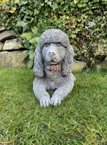 Stunning Stone Cast Laying Poodle Statue