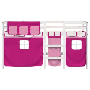 Berkfield Kids' Loft Bed with Curtains without Mattress Pink 80x200 cm