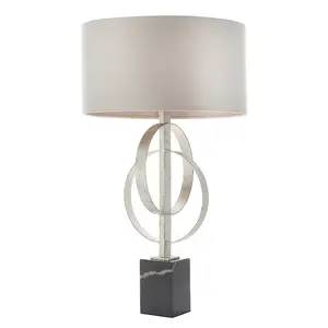 Luminosa Trento Table Lamp Antique Silver Leaf & Mink Satin Fabric