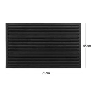 Nicoman Black Harmony Ribbed Rubber Heavy duty Door mat, 75cm x 45cm