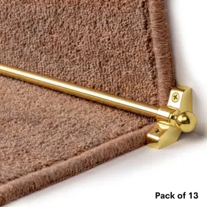 13 Pack - Hollow Stair Carpet Runner Rods - Affordable Stair Rod Bars - Brass Finish - 70cm (27.5") width