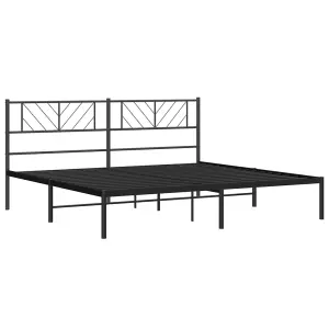 Berkfield Metal Bed Frame with Headboard Black 183x213 cm