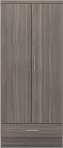 Nevada 2 Door 1 Drawer Wardrobe Black Wood Grain Effect