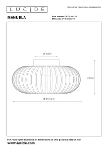 Lucide Manuela Vintage Flush Ceiling Light 39.5cm- 1xE27 - Green