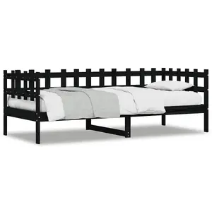 Berkfield Day Bed Black 90x200 cm Solid Wood Pine