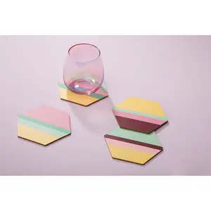 Maison by Premier Mimo Set Of 4 Miami Striped Gold Foil Coasters