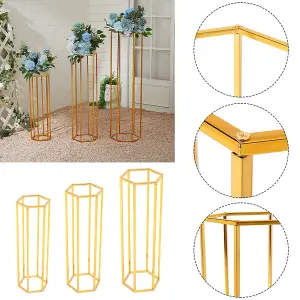 3 Pcs Gold Tall Metal Floor Vase Flower Stand Wedding Centrepieces