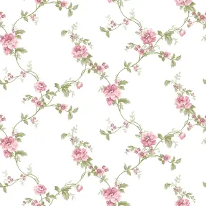 Galerie Cottage Chic Pink Flower Trail EcoDeco Material Wallpaper Roll