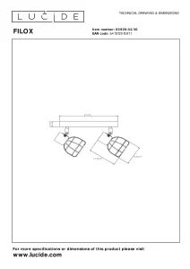 Lucide Filox Retro Twin Ceiling Spotlight - 2xE27 - Black