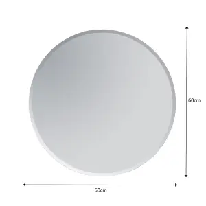 Showerdrape Fitzrovia Round Wall Mounted Frameless Bevelled Edge Bathroom Mirror 60 x 60cm