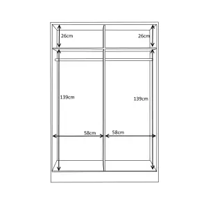 REFLECT XL 2 Door Sliding Wardrobe in Gloss Black Door Fronts and Black Oak Carcass