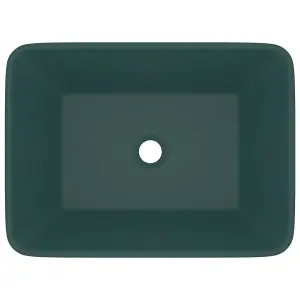 Berkfield Luxury Wash Basin Matt Dark Green 41x30x12 cm Ceramic