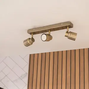 ValueLights Benton Gold Bathroom Ceiling Bar Spotlight