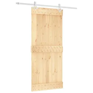 Berkfield Sliding Door with Hardware Set 90x210 cm Solid Wood Pine