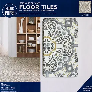 Floor Pops Antico Self Adhesive Vinyl Floor Tiles Pack of 10 (0.93sqm)