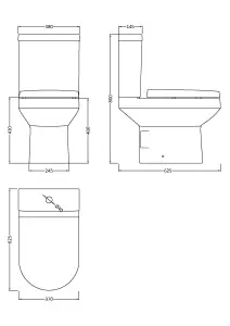 Vision Ceramic Bundle Semi Flush to Wall Toilet Pan & Cistern, Soft Close Seat, 500mm 1 Tap Hole Basin & Full Pedestal - Balterley