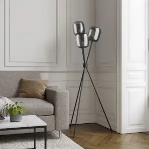 GoodHome Slough Tripod Matt Black LED Floor lamp