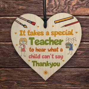 Red Ocean Gift For Teacher Teaching Assistant Leaving School Nursery Gift Wooden Heart Special Thank You Teacher Gift