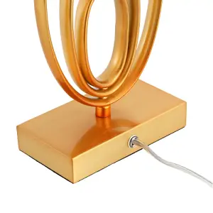 Sleek Three-Oval Ring Design Table Lamp Base in Eye Catching Brushed Gold Metal