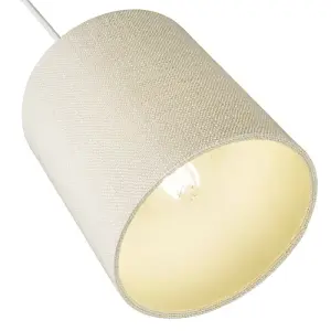 Contemporary and Sleek Cream Linen Fabric 6 Cylindrical Lamp Shade 60w Maximum