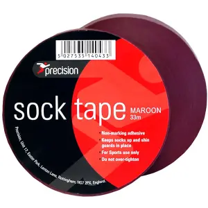 10 PACK - 19mm x 33m MAROON Sock Tape - Football Shin Guard Pads Holder Tape