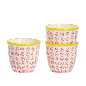 Nicola Spring - Hand-Printed Plant Pots - 14cm - Pack of 3