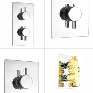 ENKI Venice Chrome Single Outlet Brass Thermostatic Twin Shower Valve TSV066