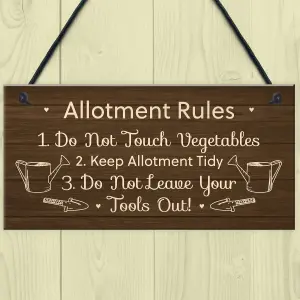 Allotment Rules Sign Hanging Garden Shed Sign Gift For Family Home Gift For Him