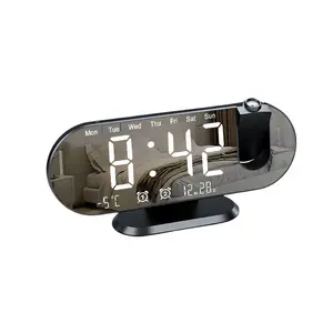 LED alarm clock temperature and humidity digital projection clock mirror electronic clock