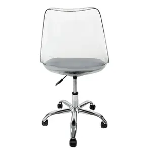 Soho Clear Plastic Dining Chair with Swivel Base Light Grey