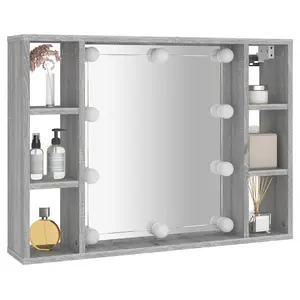 Berkfield Mirror Cabinet with LED Grey Sonoma 76x15x55 cm