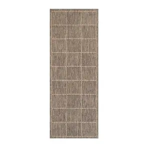 Checked Flatweave Grey Anti Slip Bordered Rug for Living Room, Bedroom and Dining Room-160cm X 225cm