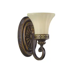 Elstead Drawing Room 1 Light Wall Light Walnut Glass Shade, E27